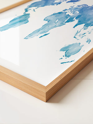 Weltkarte Aquarell Blau