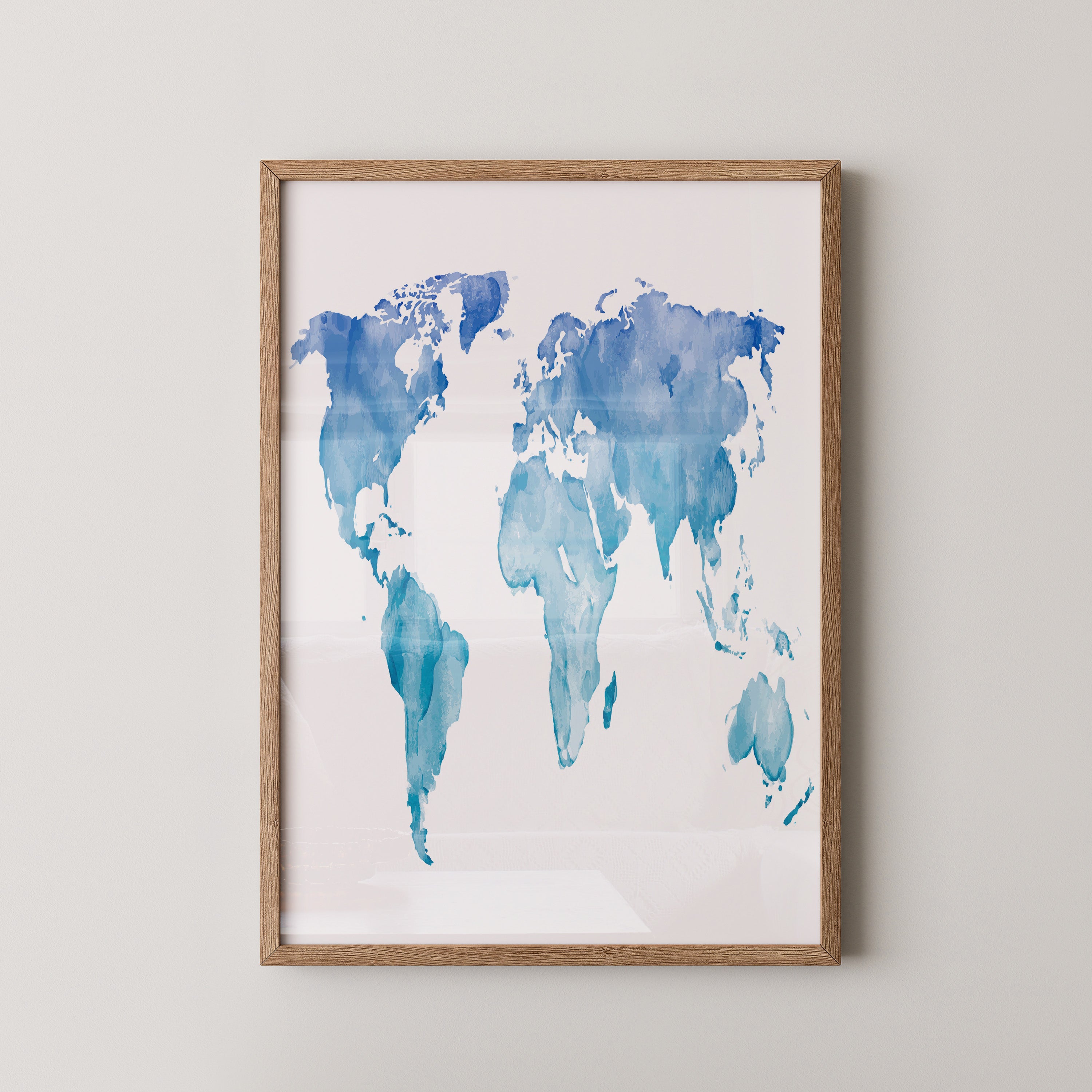 Weltkarte Aquarell Blau