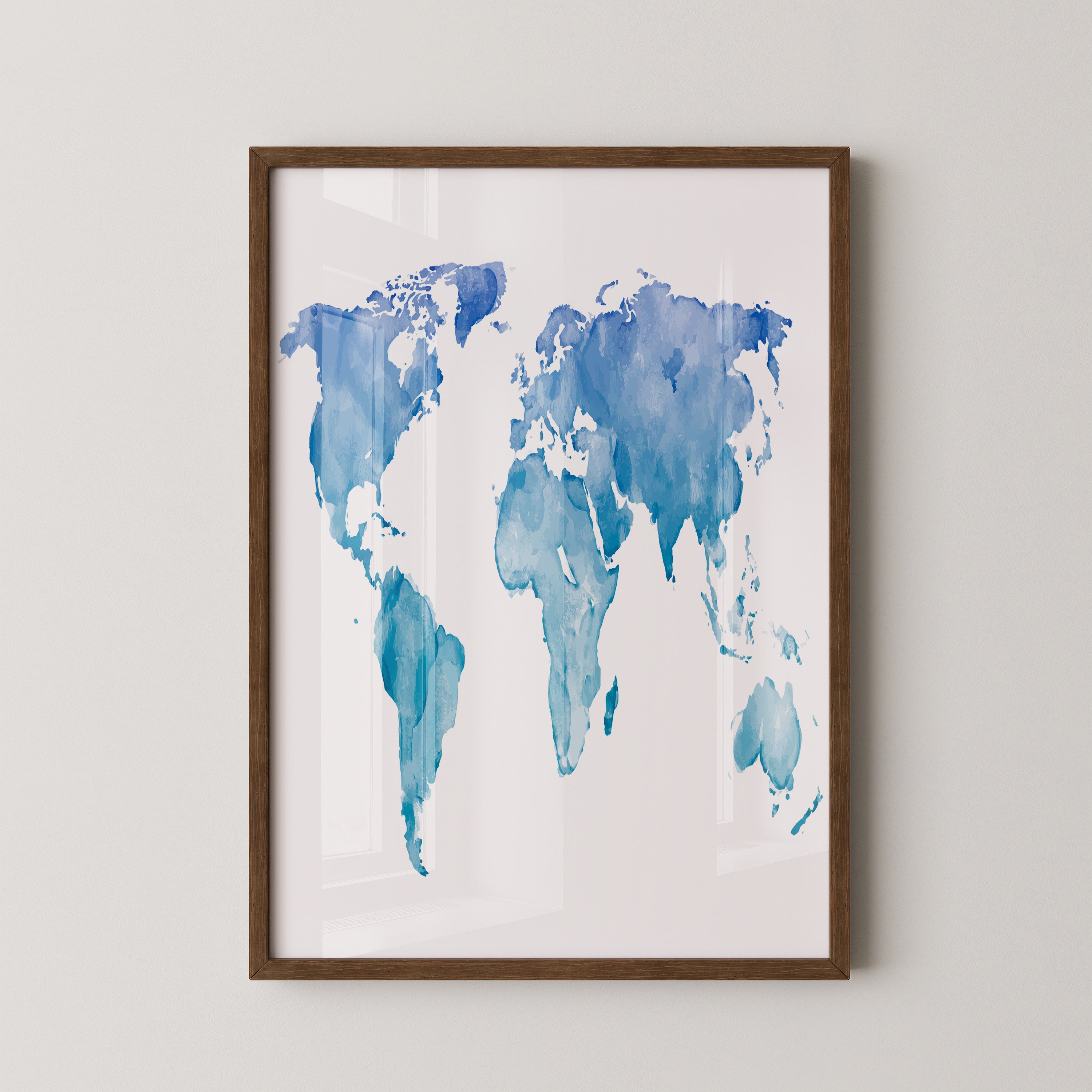 Weltkarte Aquarell Blau