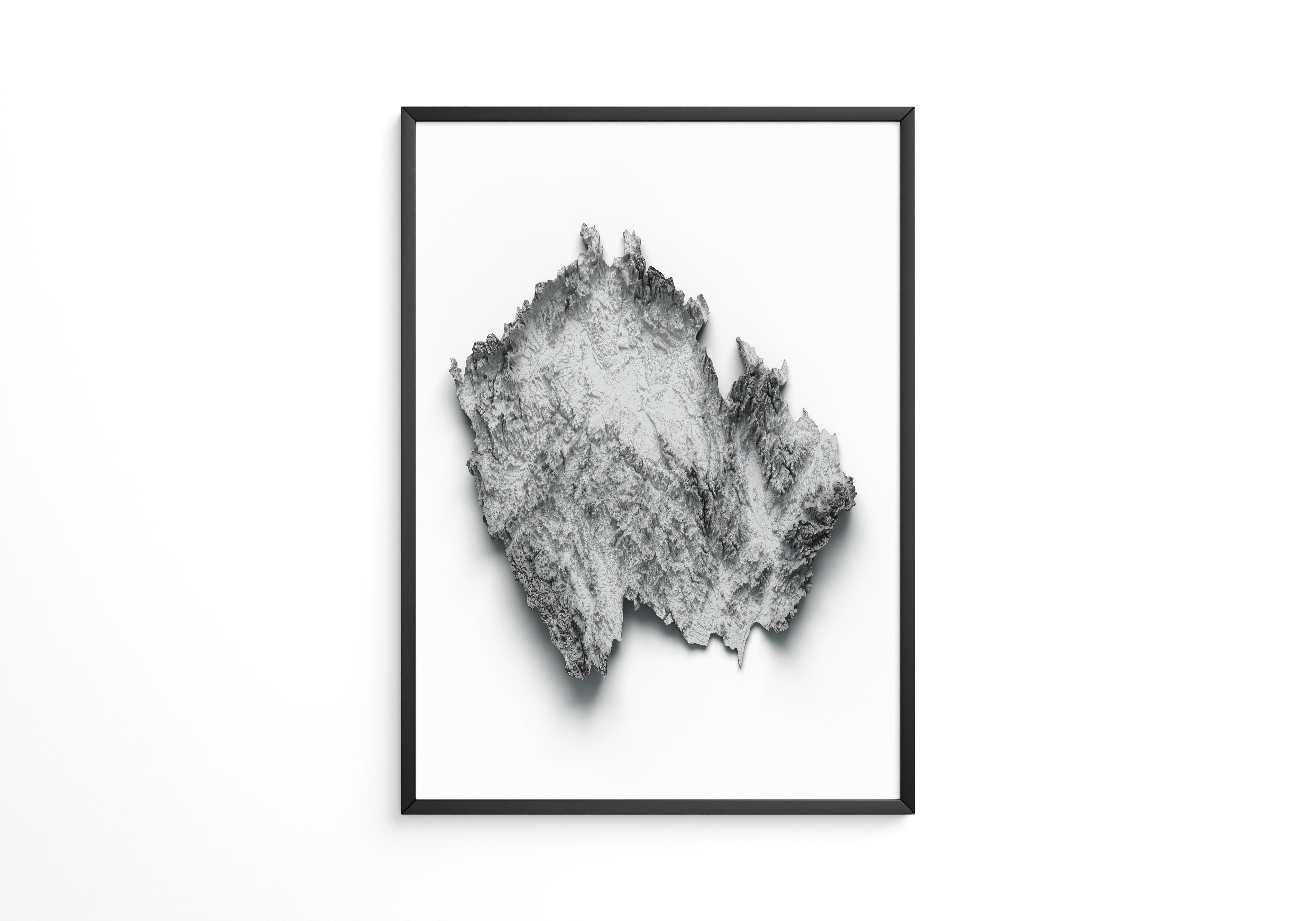 Reliefkarte dezentral Graustufen