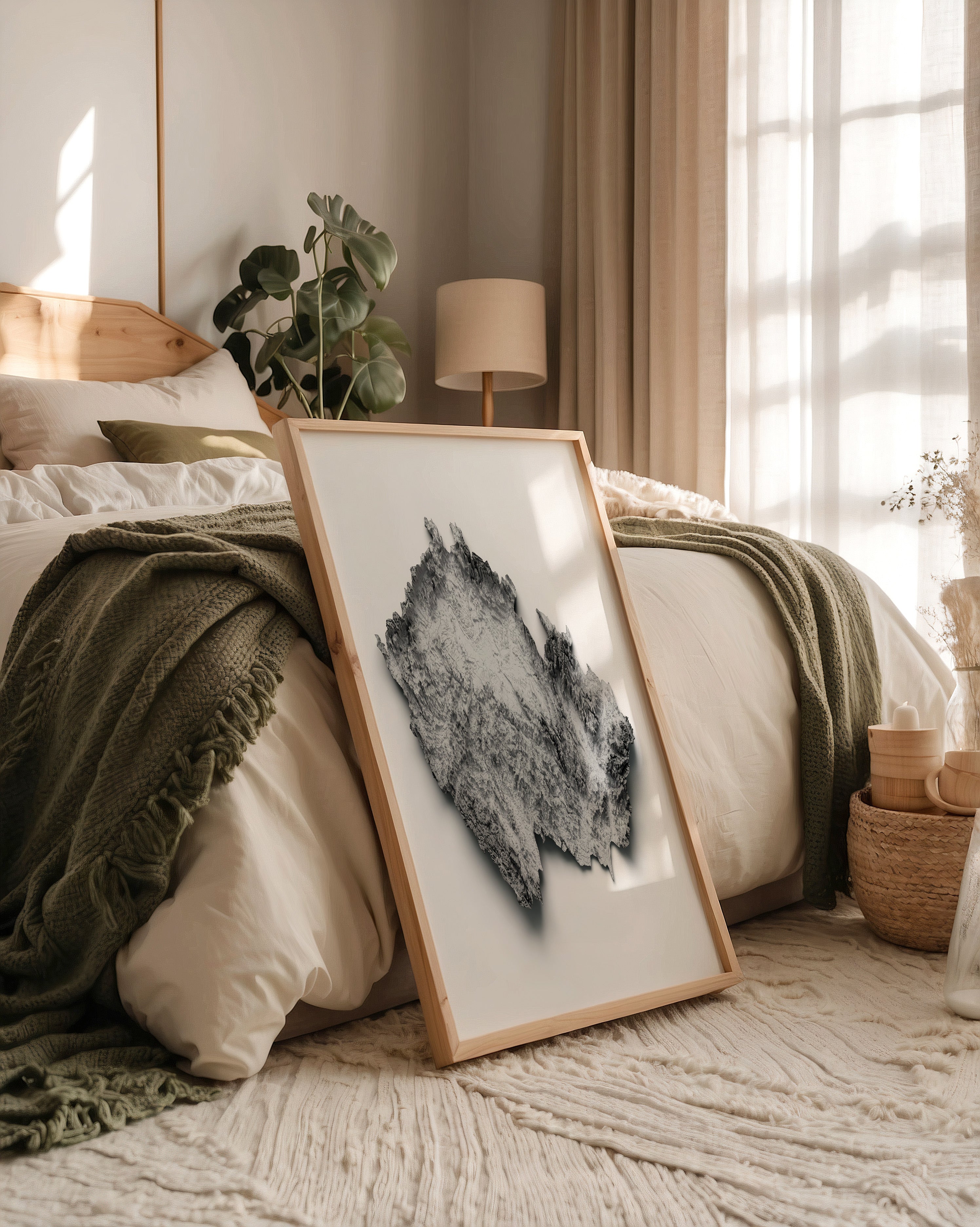 Reliefkarte dezentral Graustufen