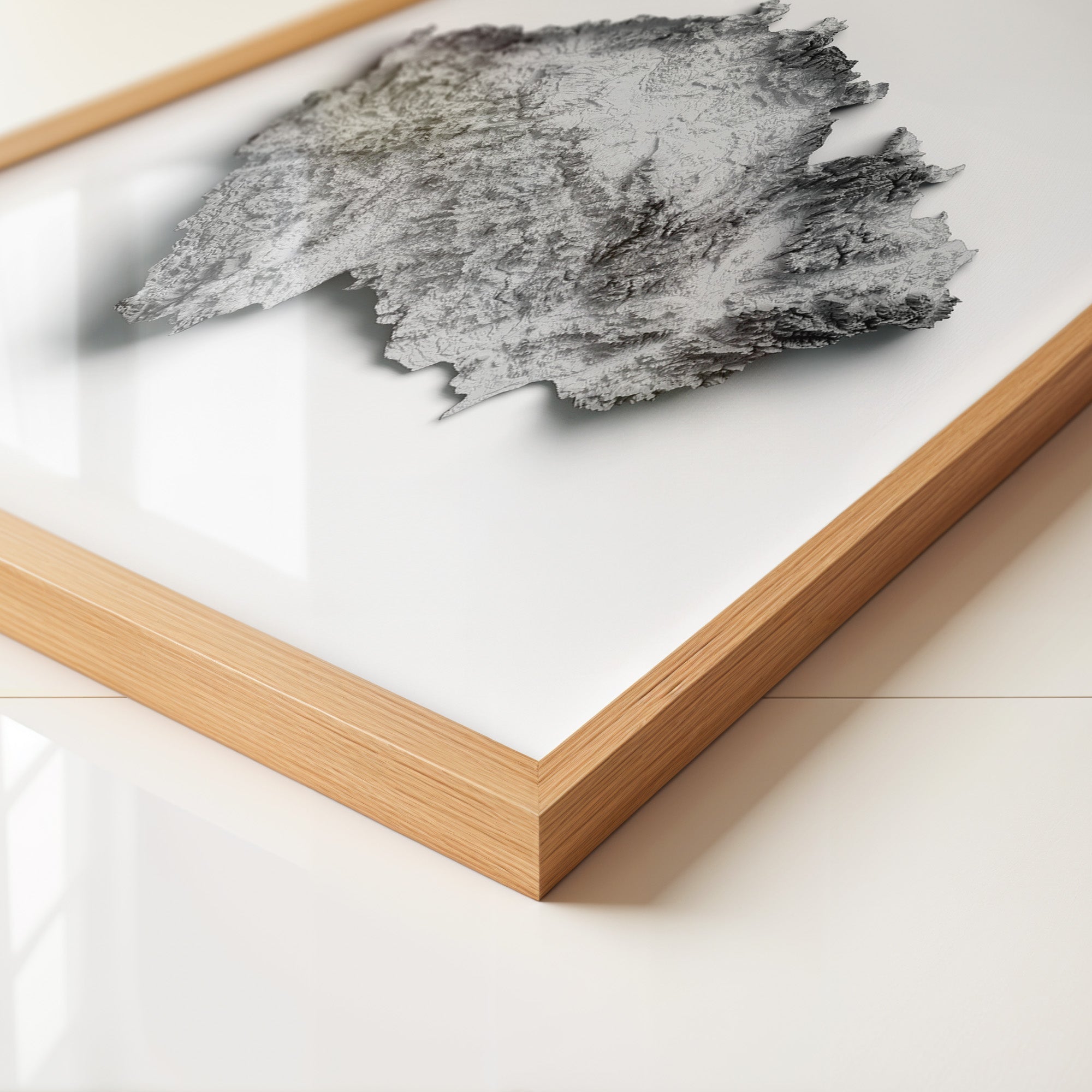 Reliefkarte dezentral Graustufen