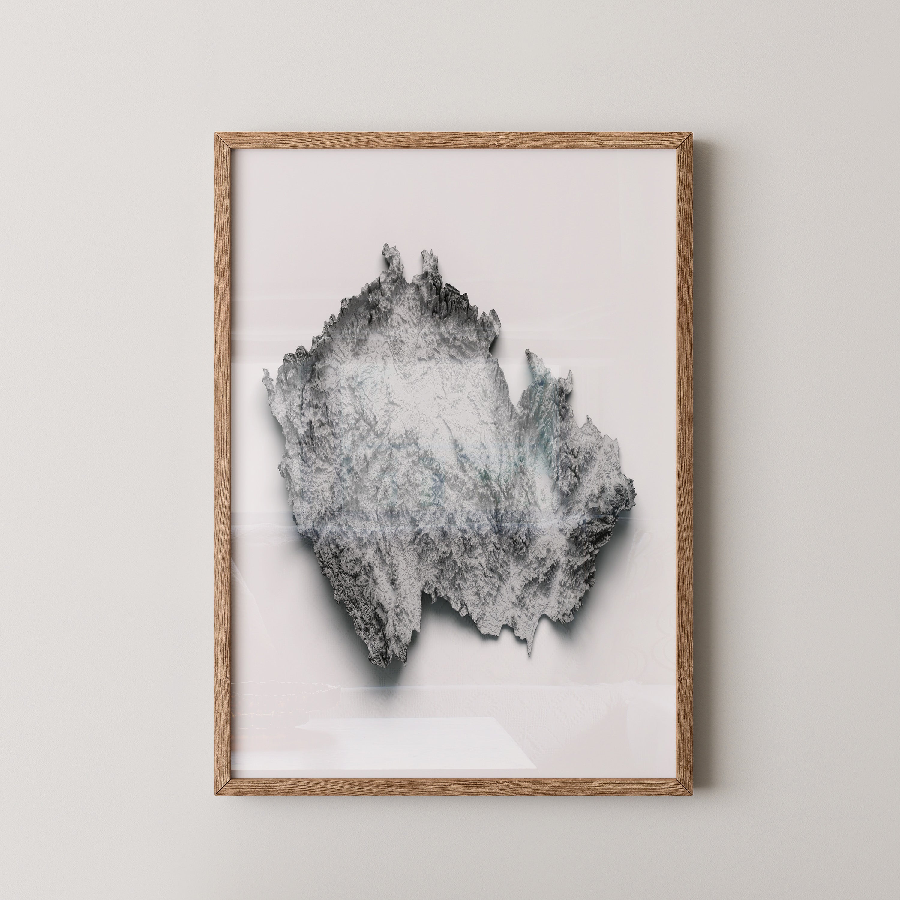 Reliefkarte dezentral Graustufen