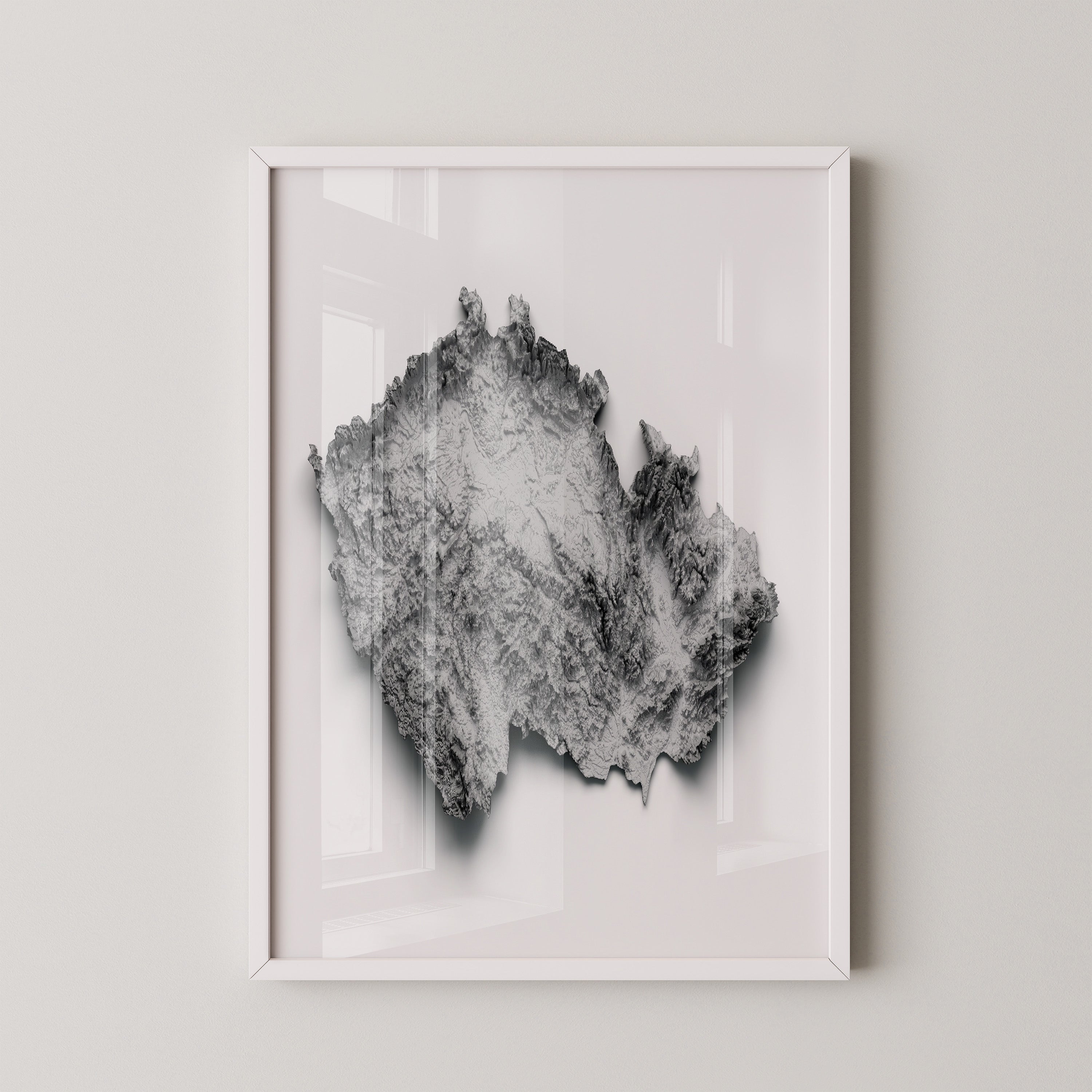 Reliefkarte dezentral Graustufen