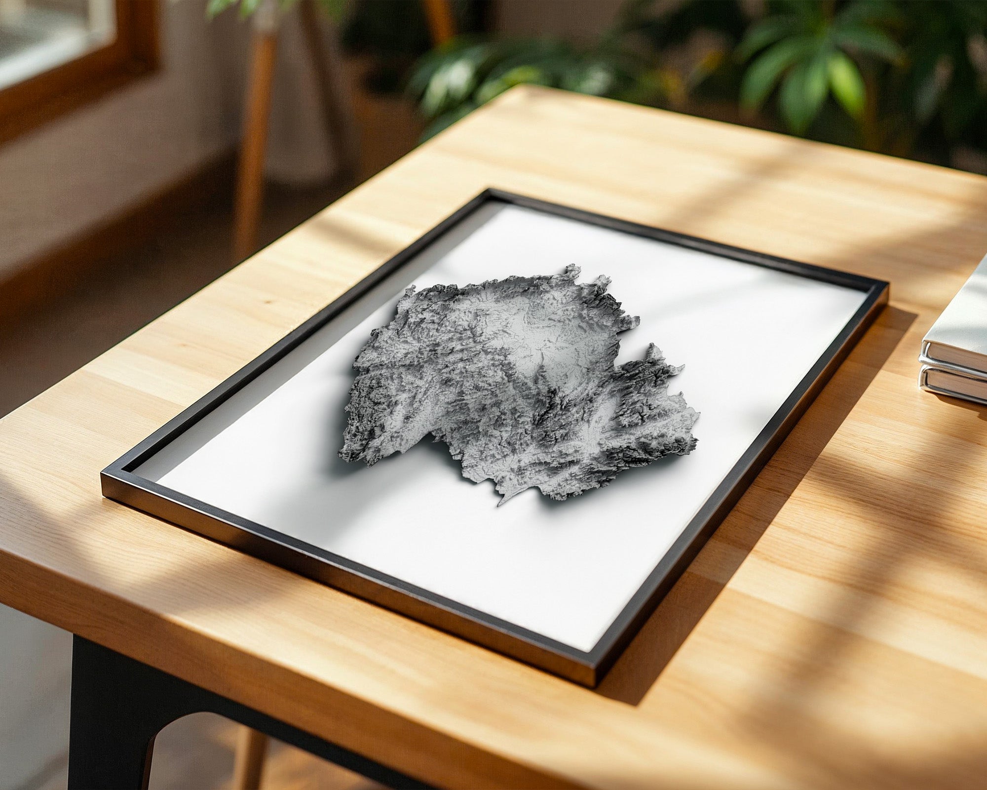 Reliefkarte dezentral Graustufen