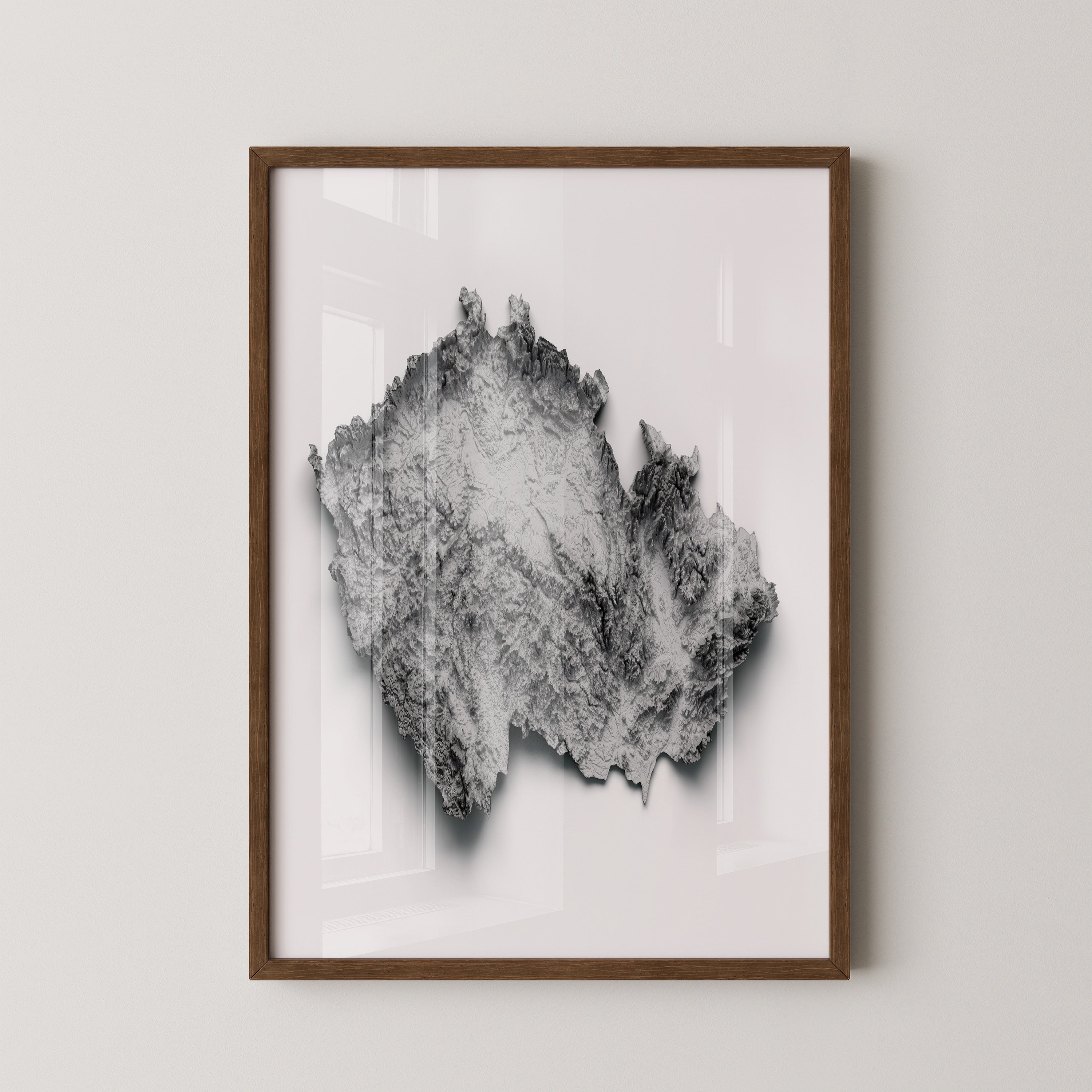 Reliefkarte dezentral Graustufen