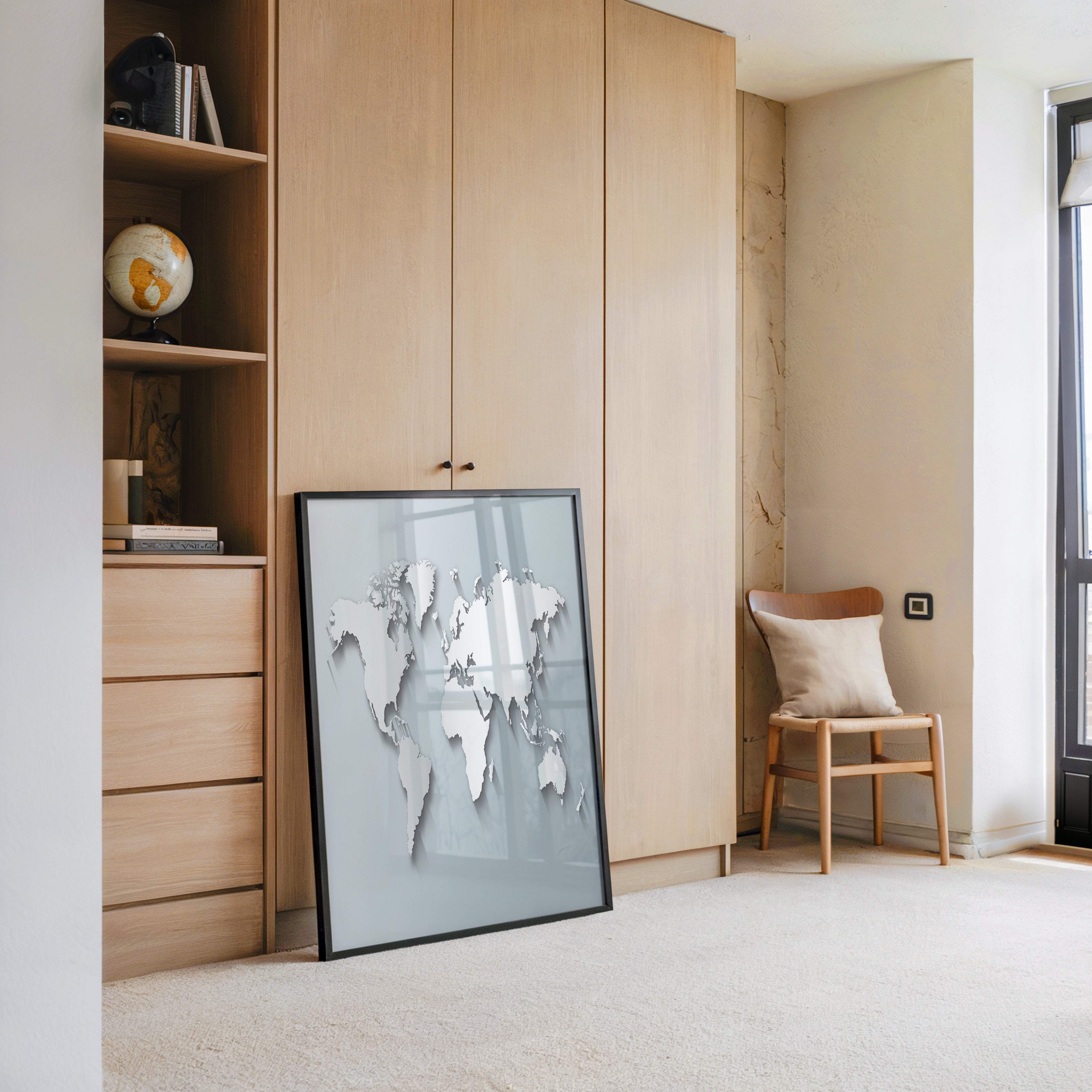 Weltkarte Relief Schatteneffekt