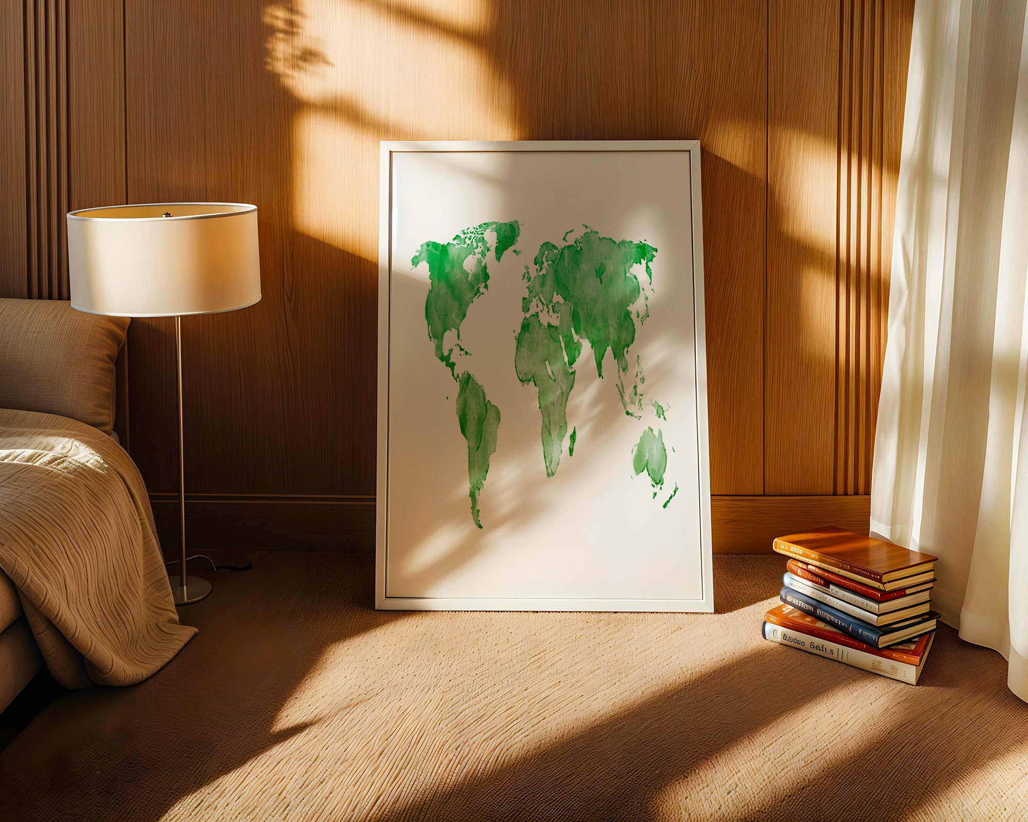 Weltkarte Aquarell grün