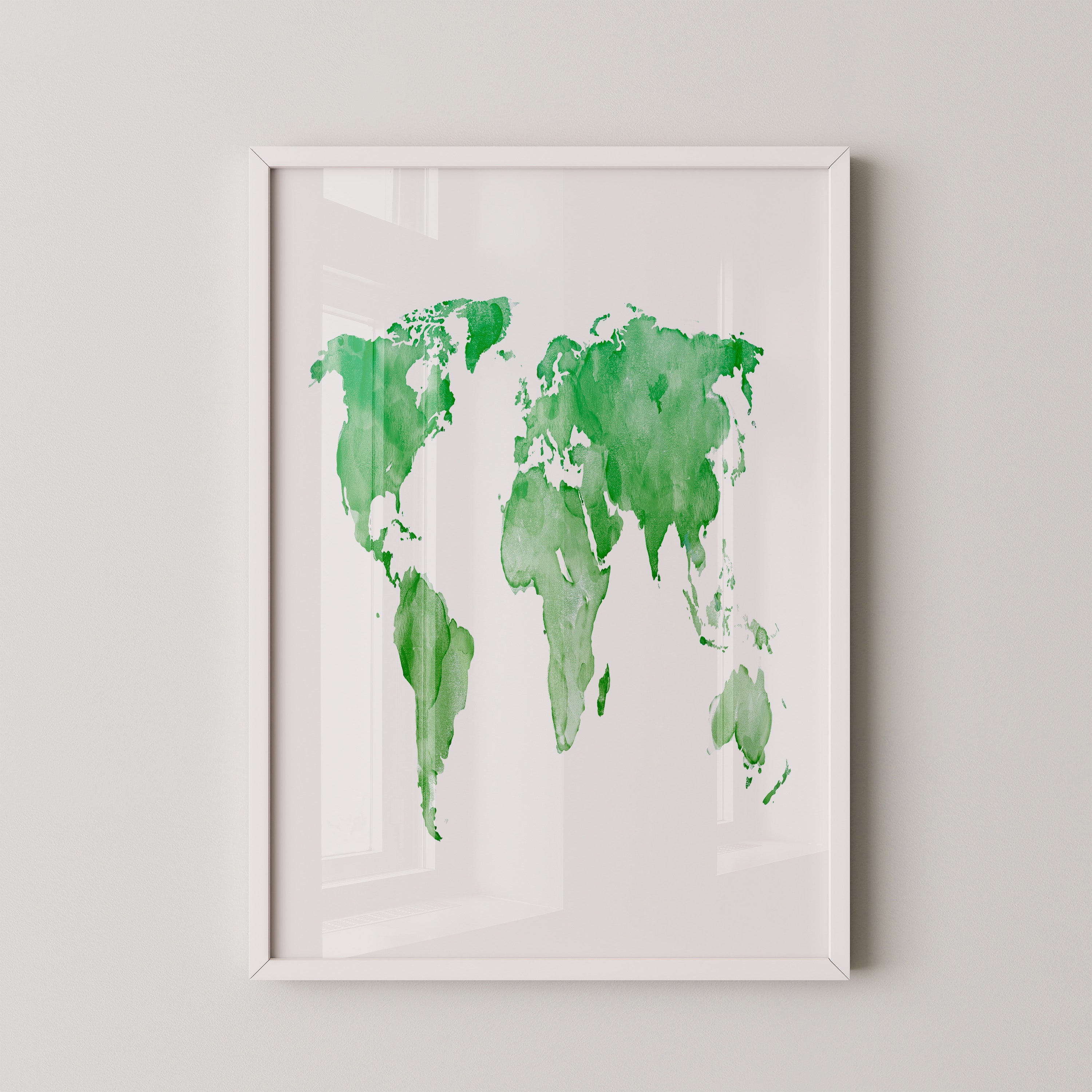 Weltkarte Aquarell grün