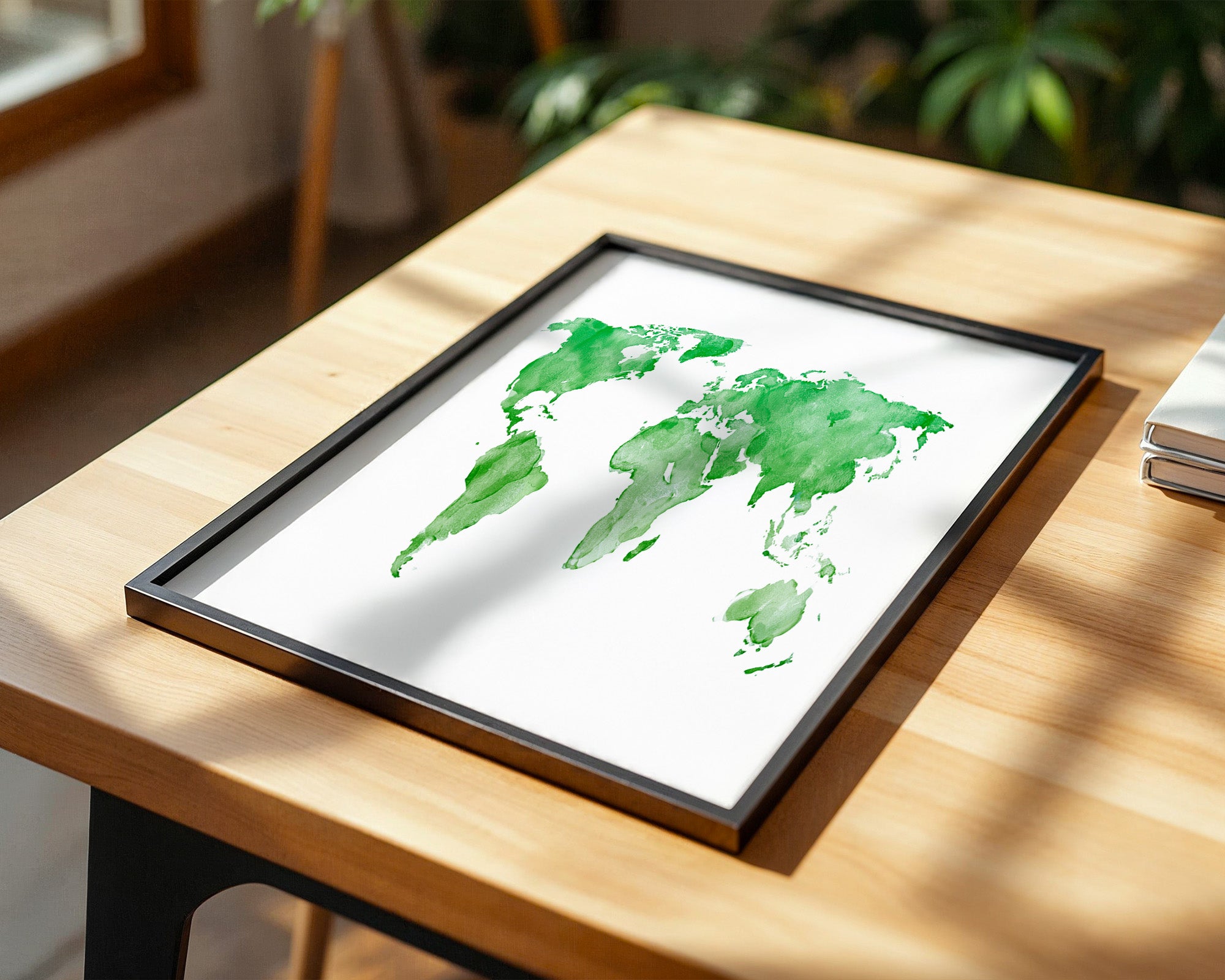 Weltkarte Aquarell grün