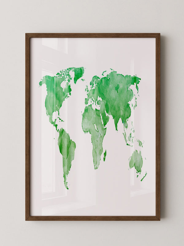 Weltkarte Aquarell grün