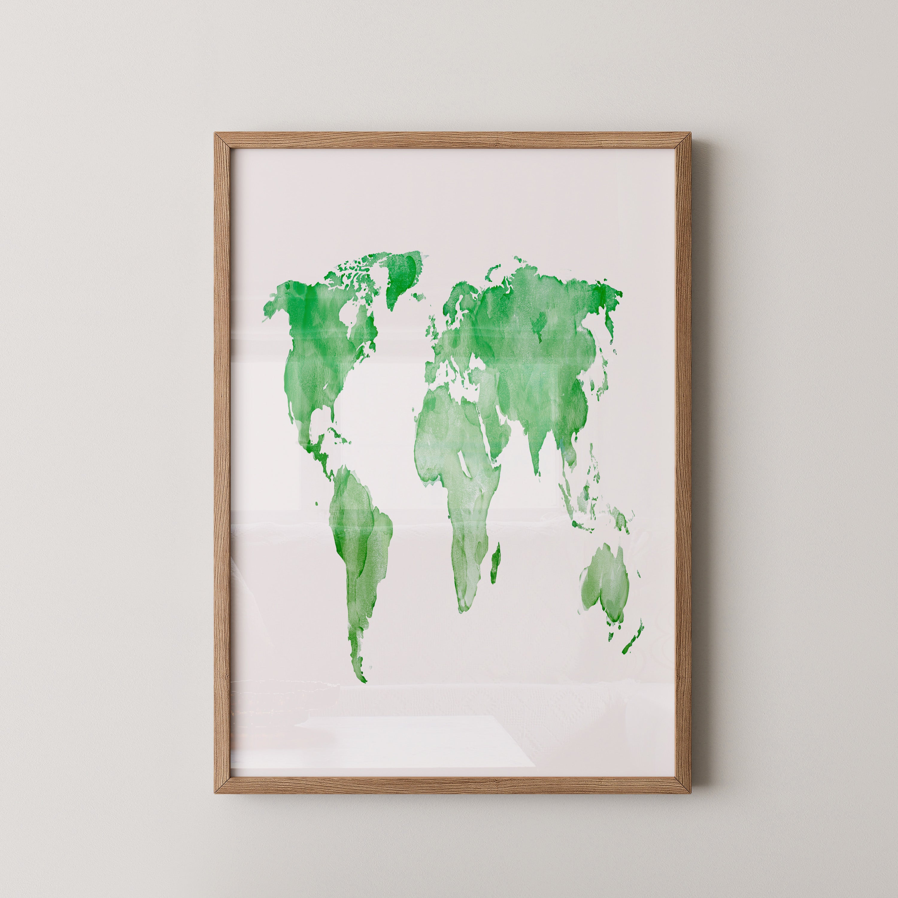 Weltkarte Aquarell grün