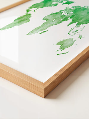 Weltkarte Aquarell grün
