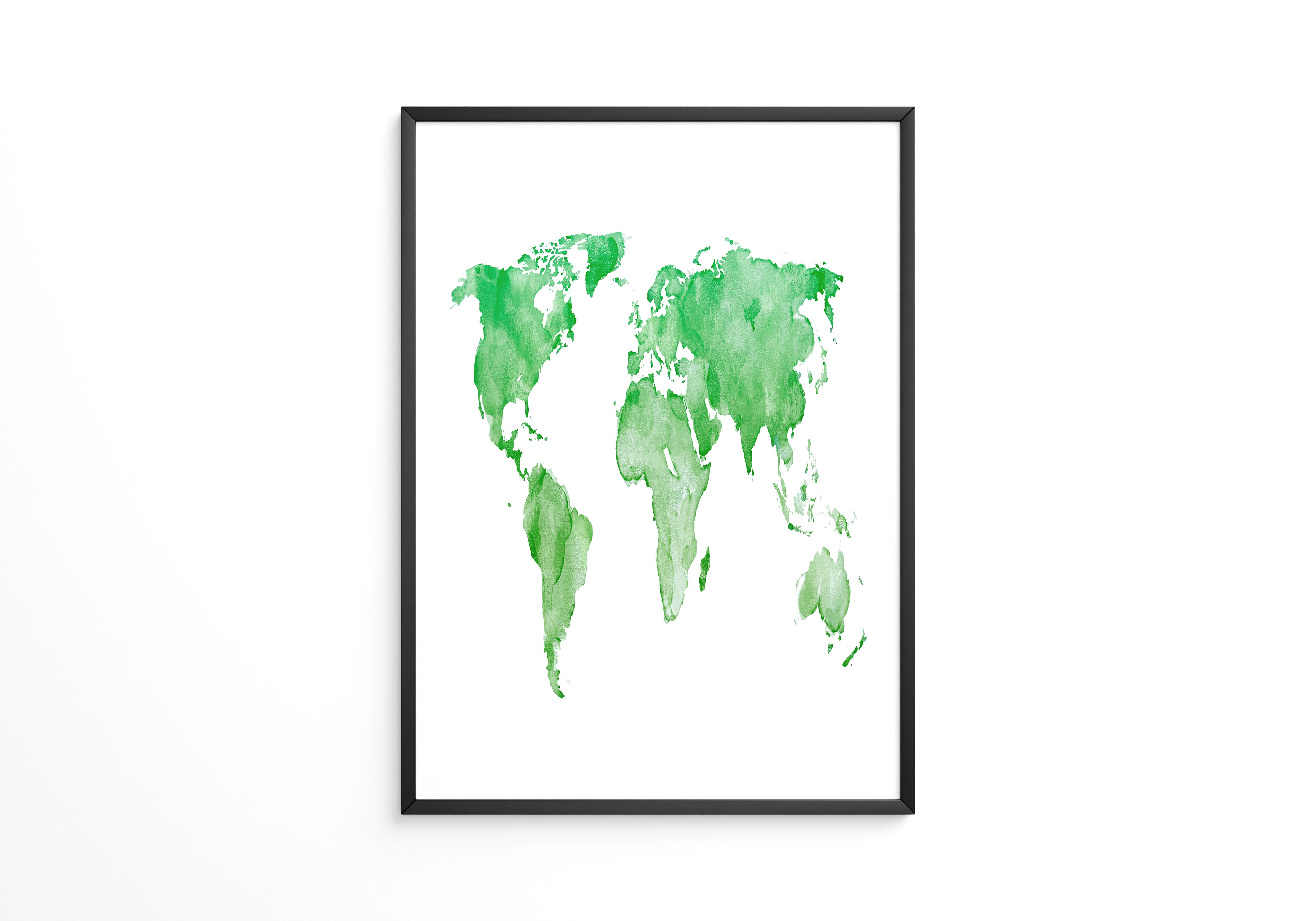 Weltkarte Aquarell grün