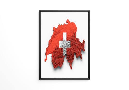 Schweiz Landkarte Relief Rot