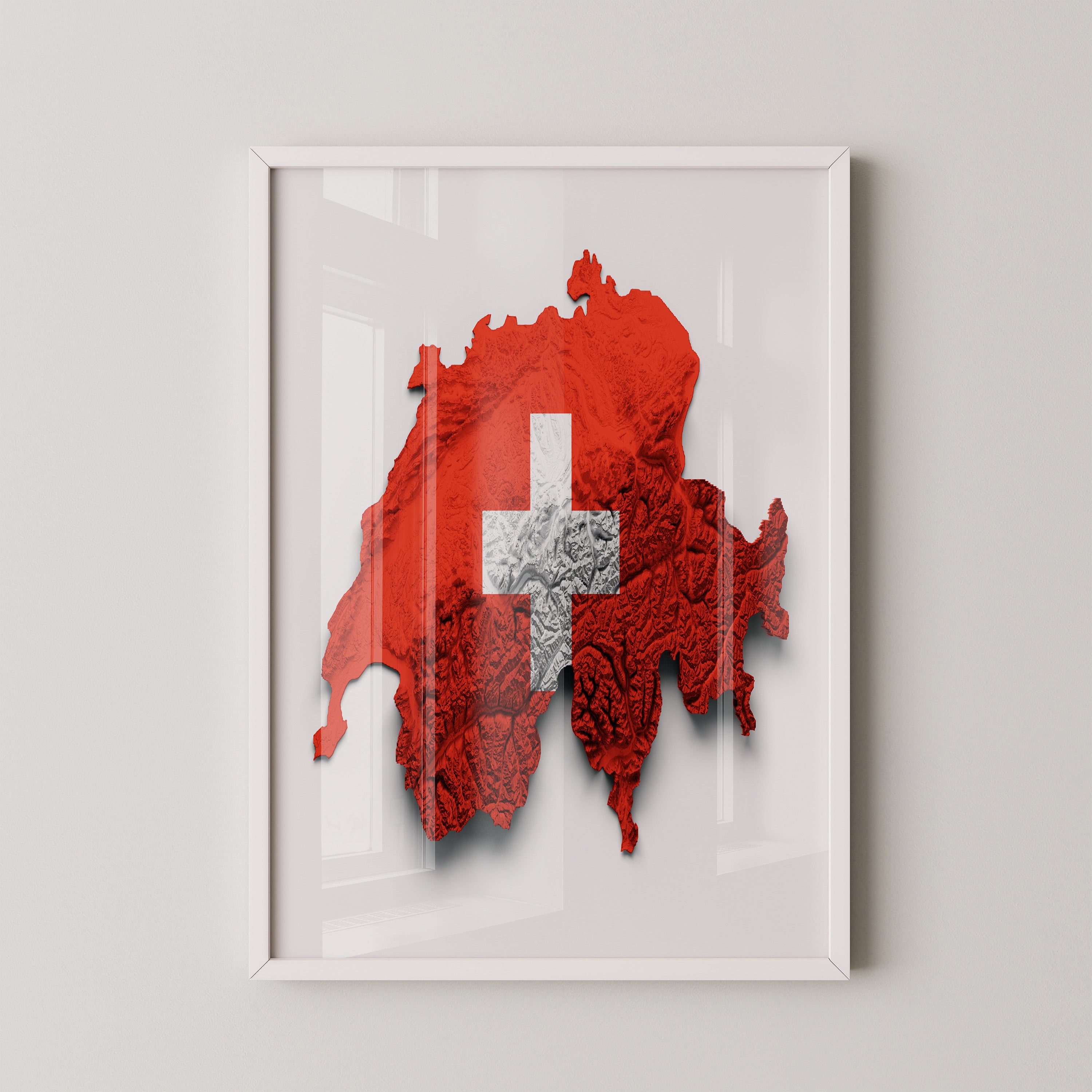 Schweiz Landkarte Relief Rot