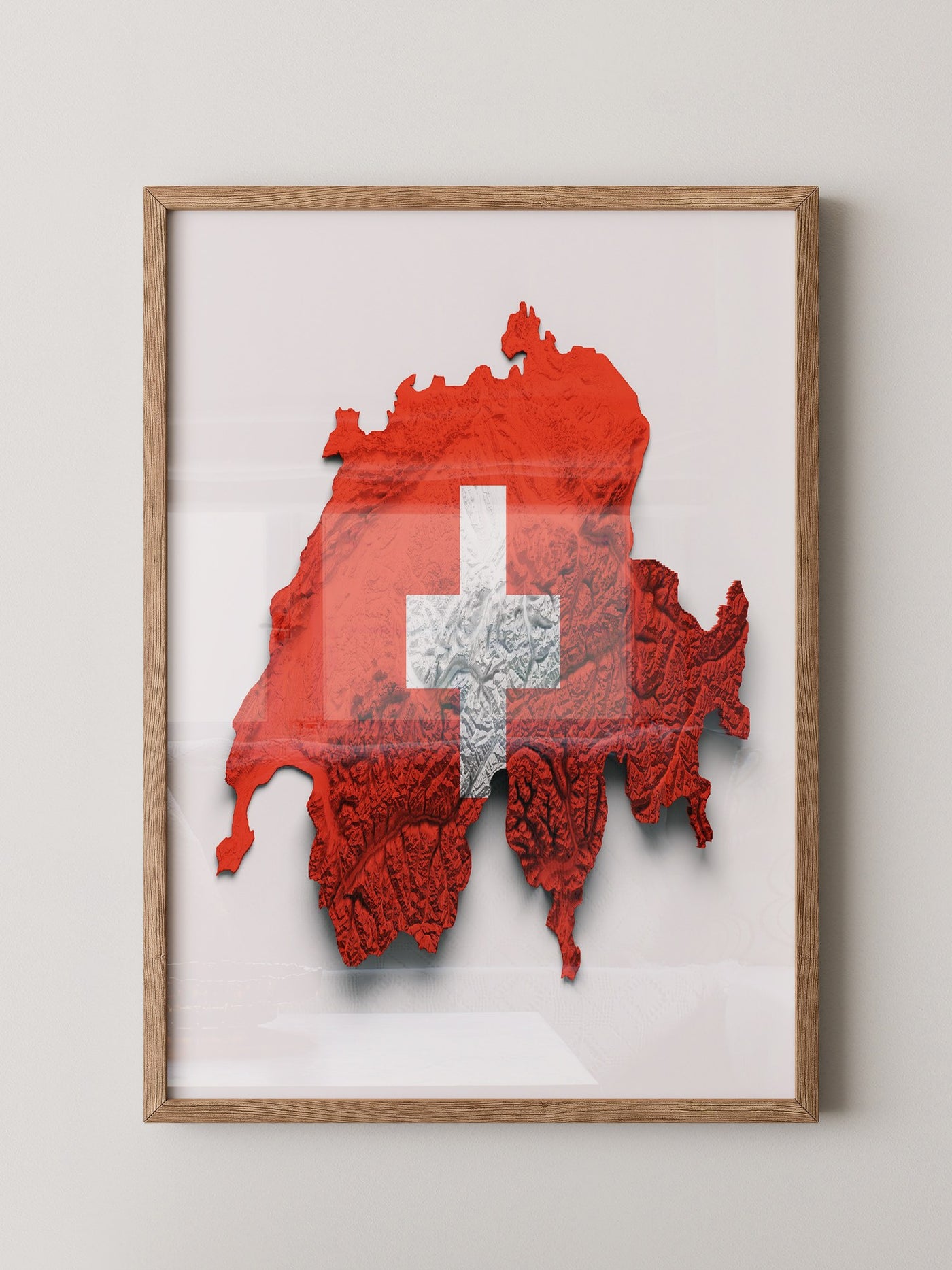 Schweiz Landkarte Relief Rot