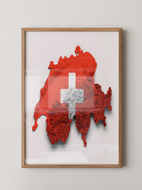 Schweiz Landkarte Relief Rot