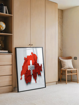 Schweiz Landkarte Relief Rot