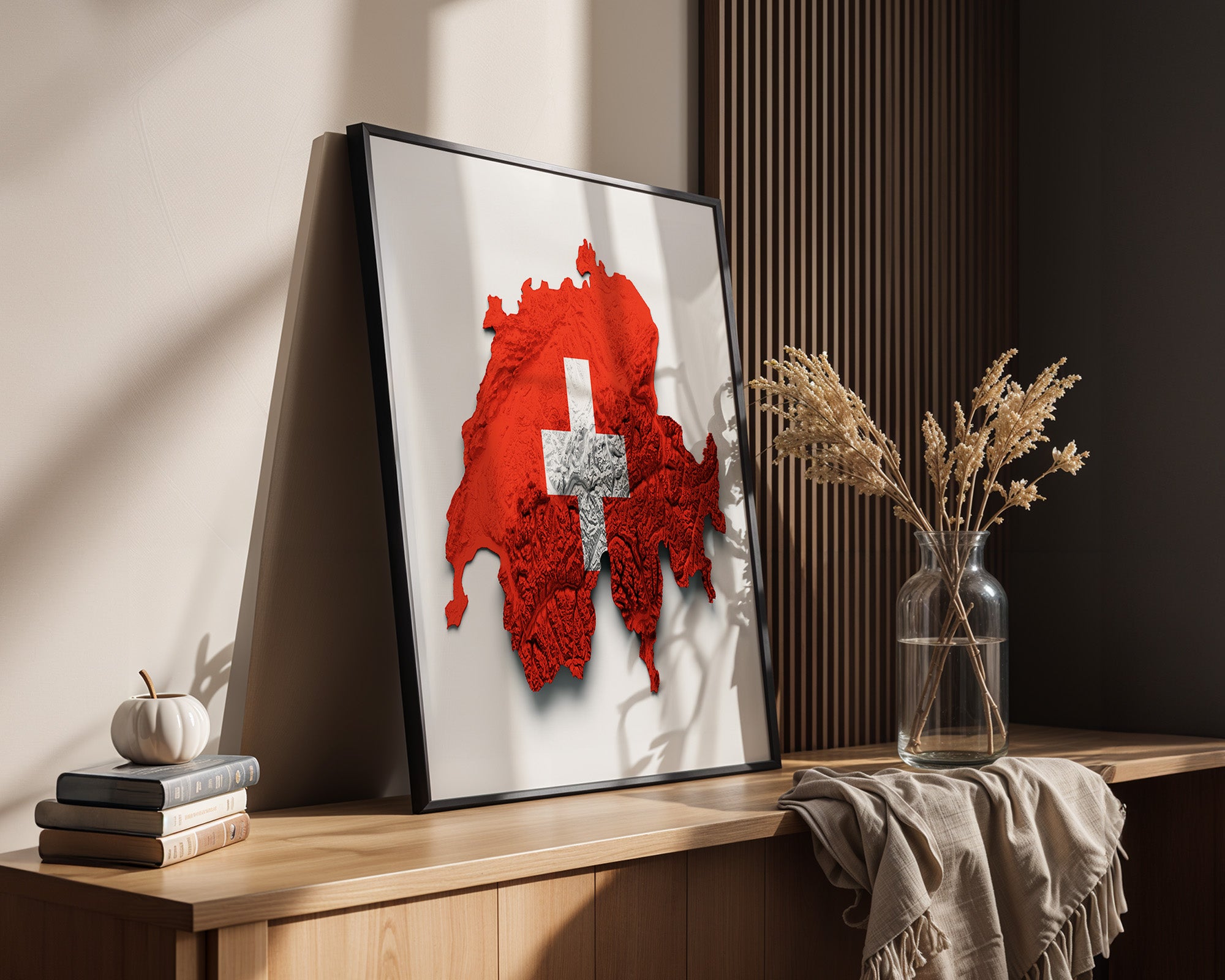 Schweiz Landkarte Relief Rot