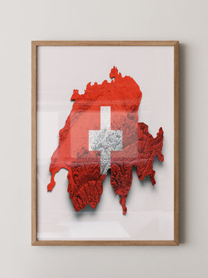 Schweiz Landkarte Relief Rot