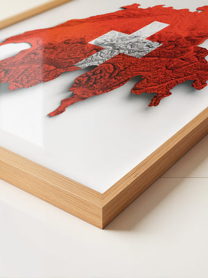 Schweiz Landkarte Relief Rot