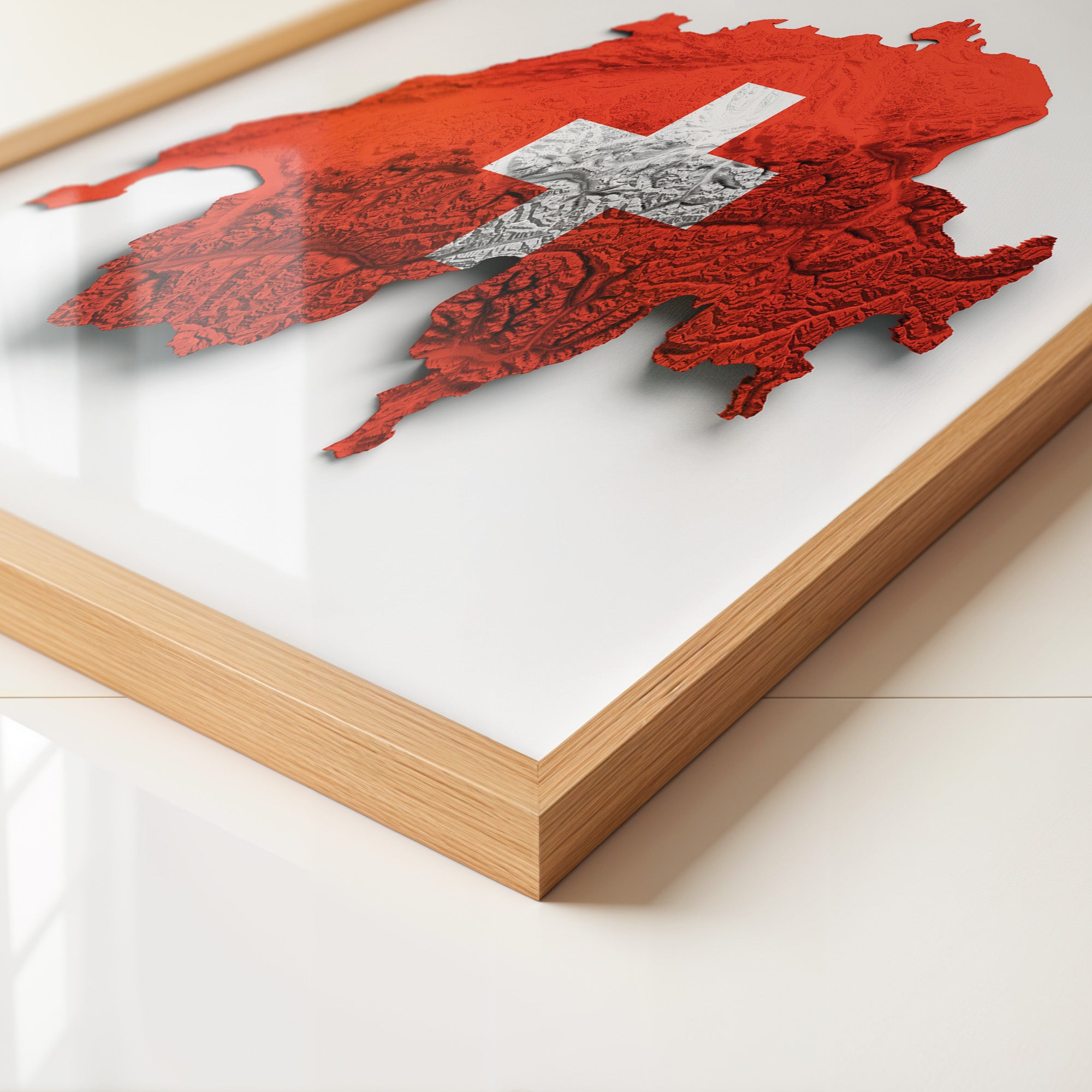 Schweiz Landkarte Relief Rot