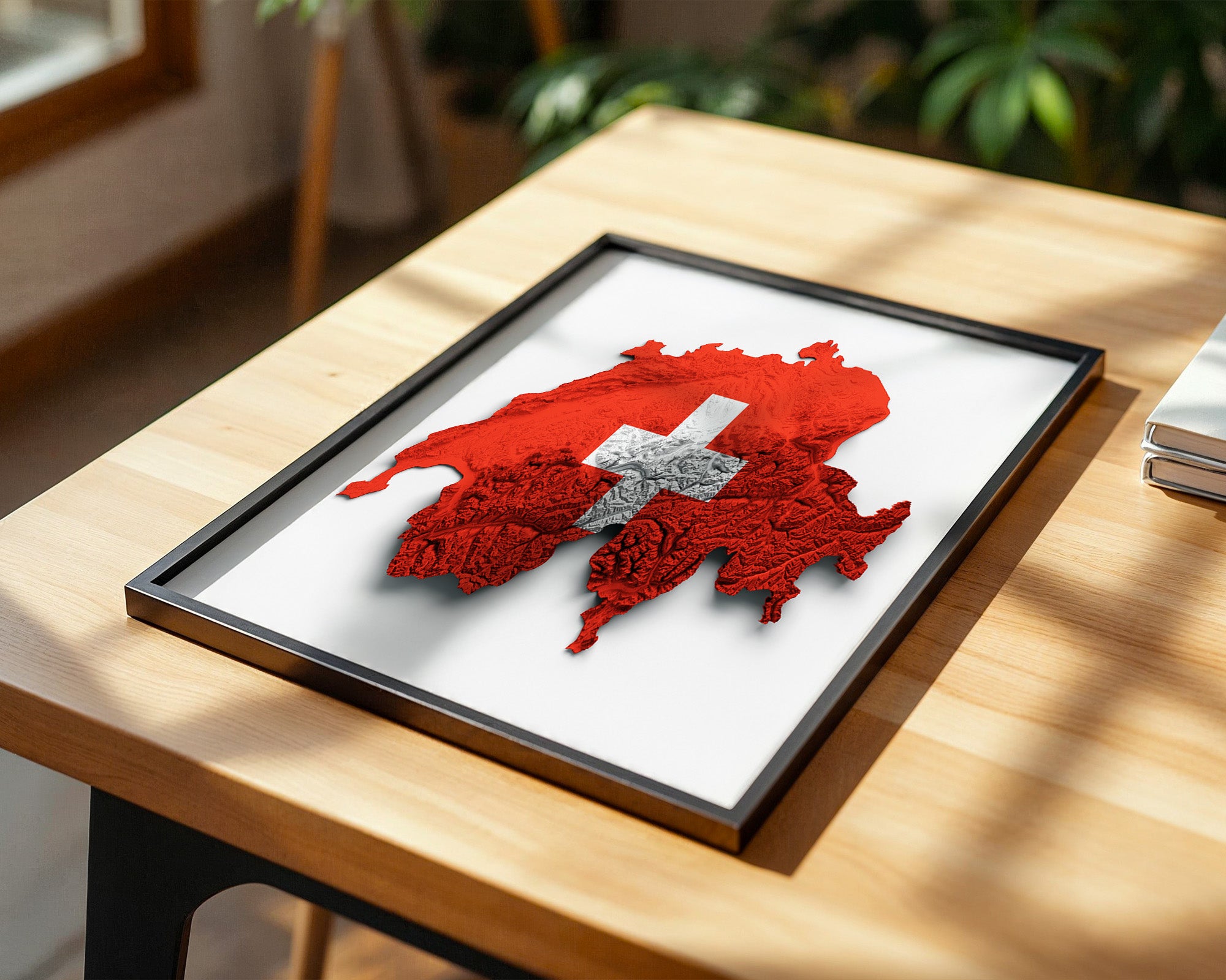 Schweiz Landkarte Relief Rot