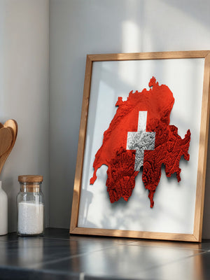 Schweiz Landkarte Relief Rot