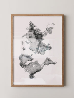Weltkarte Relief Grau Schwarz