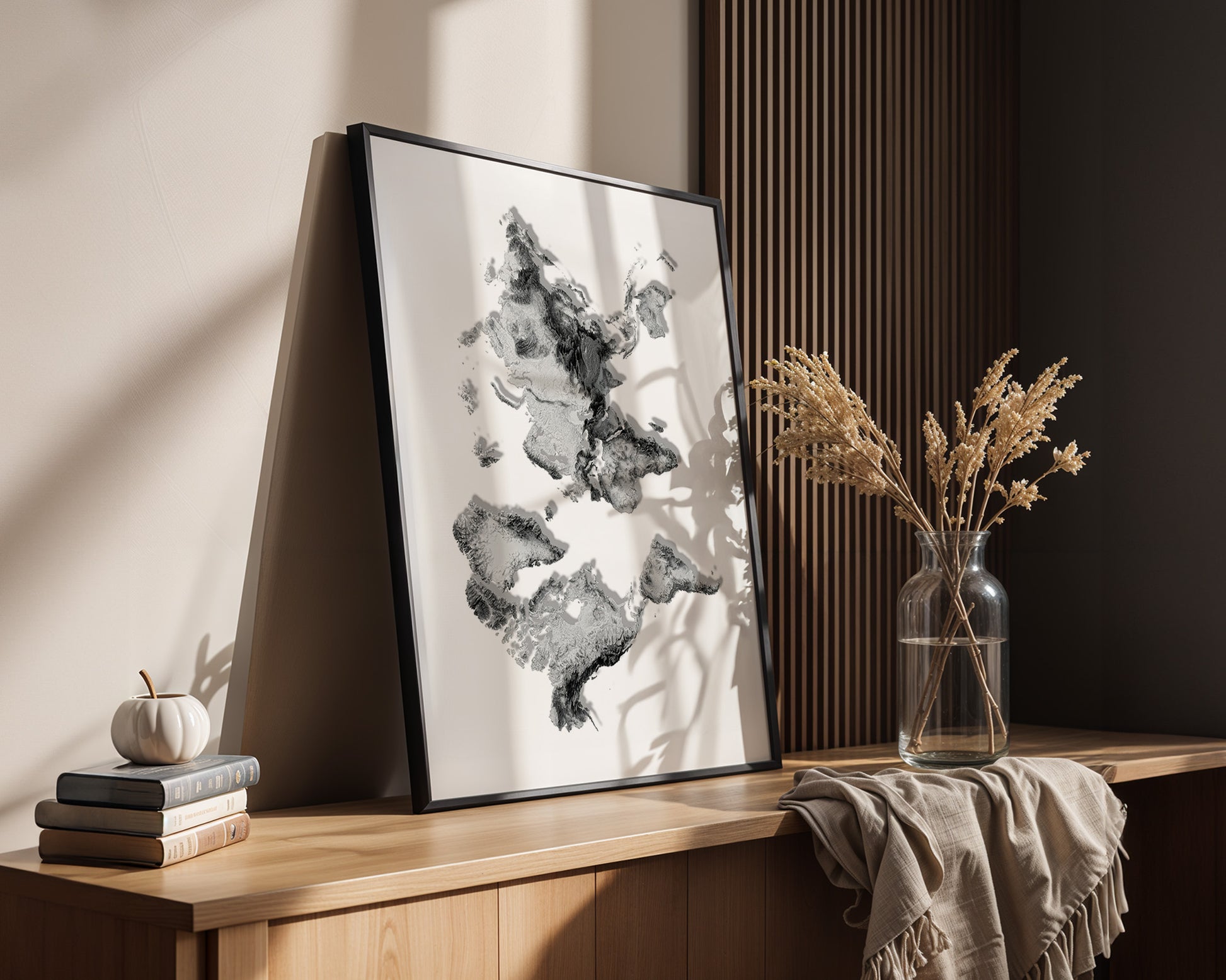 Weltkarte Relief Grau Schwarz