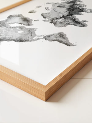 Weltkarte Relief Grau Schwarz