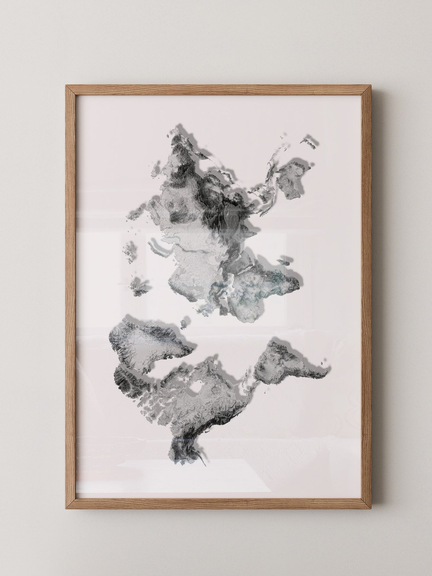 Weltkarte Relief Grau Schwarz