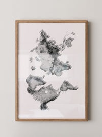 Weltkarte Relief Grau Schwarz