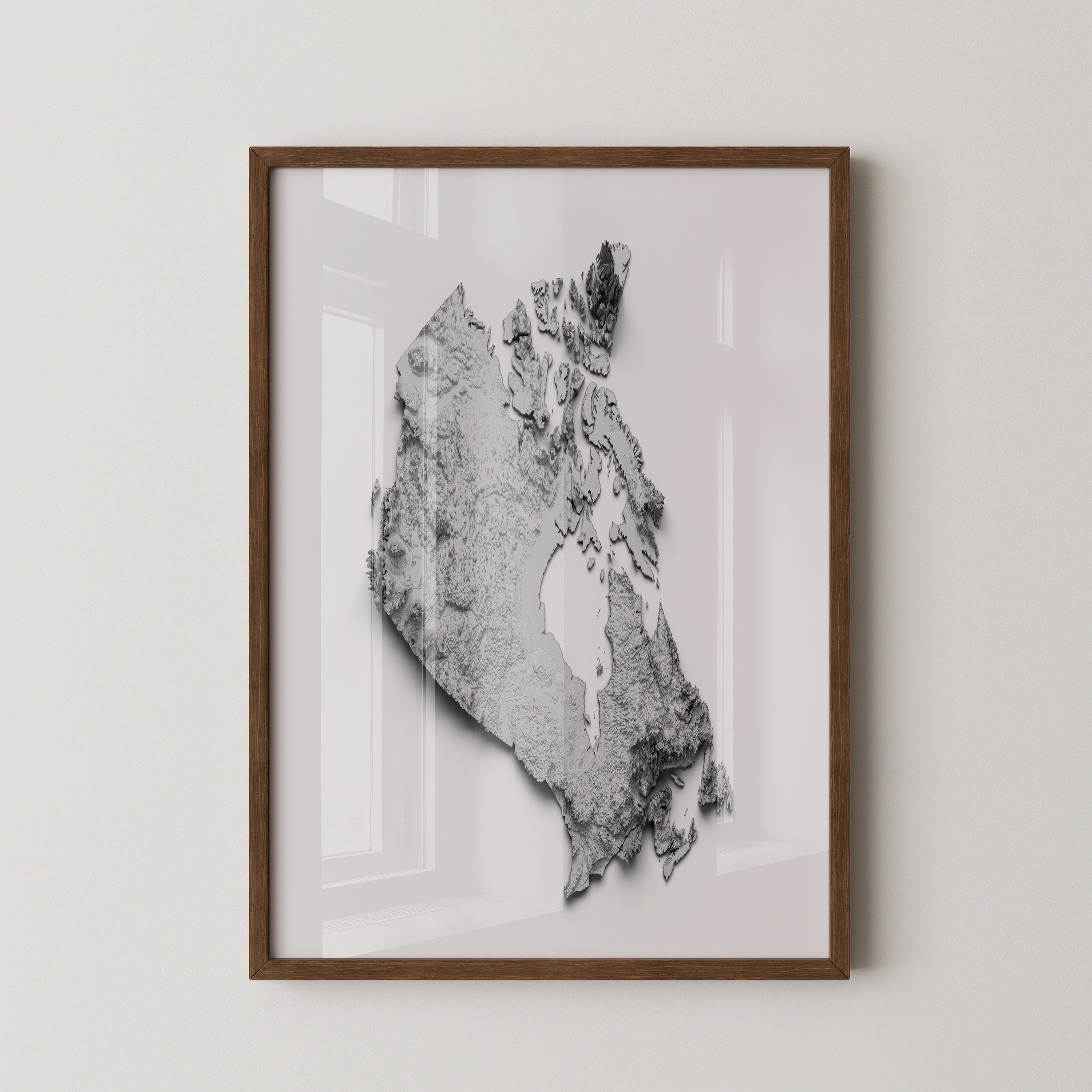 Kanada 3D-Relief Grau