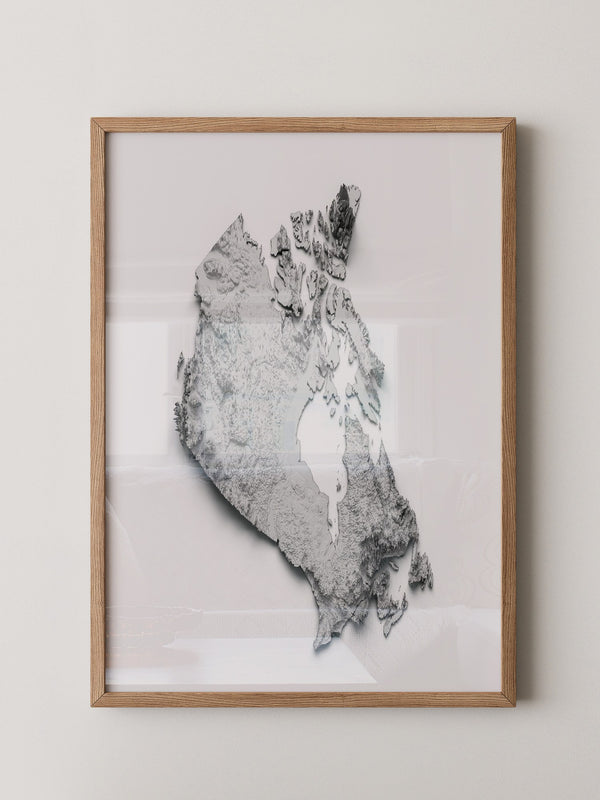 Kanada 3D-Relief Grau
