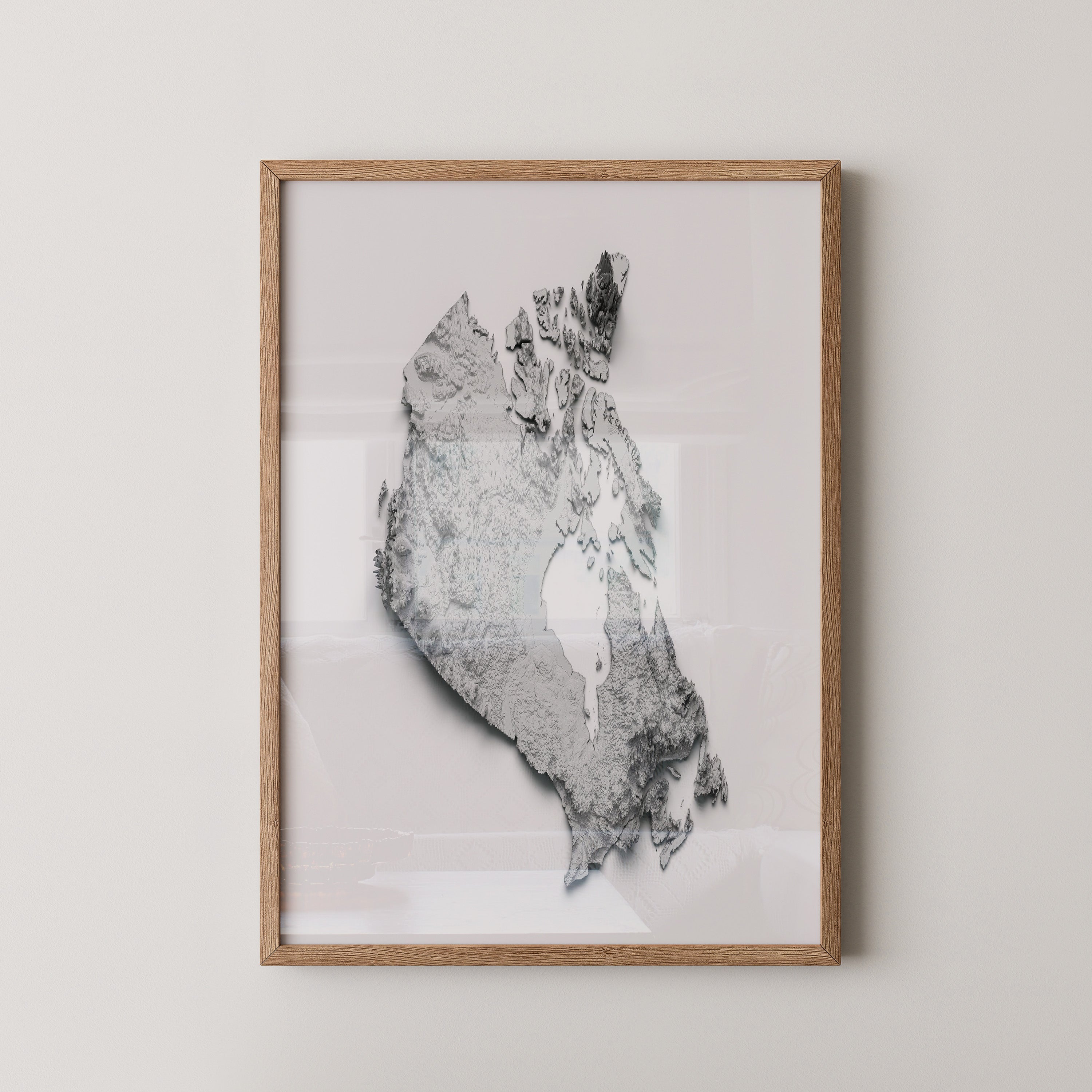 Kanada 3D-Relief Grau