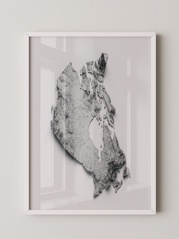 Kanada 3D-Relief Grau
