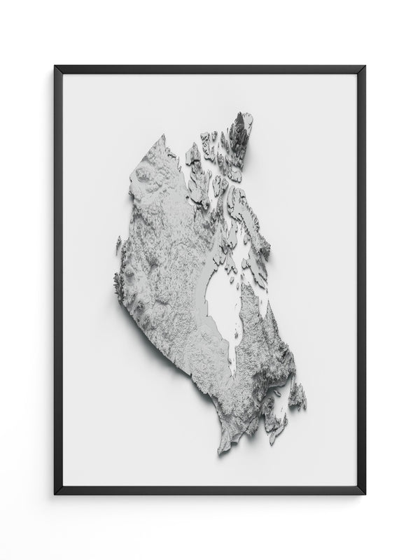 Kanada 3D-Relief Grau