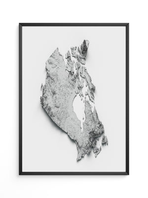 Kanada 3D-Relief Grau