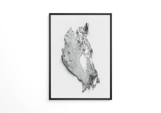 Kanada 3D-Relief Grau