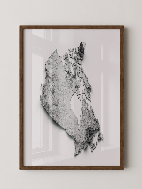 Kanada 3D-Relief Grau