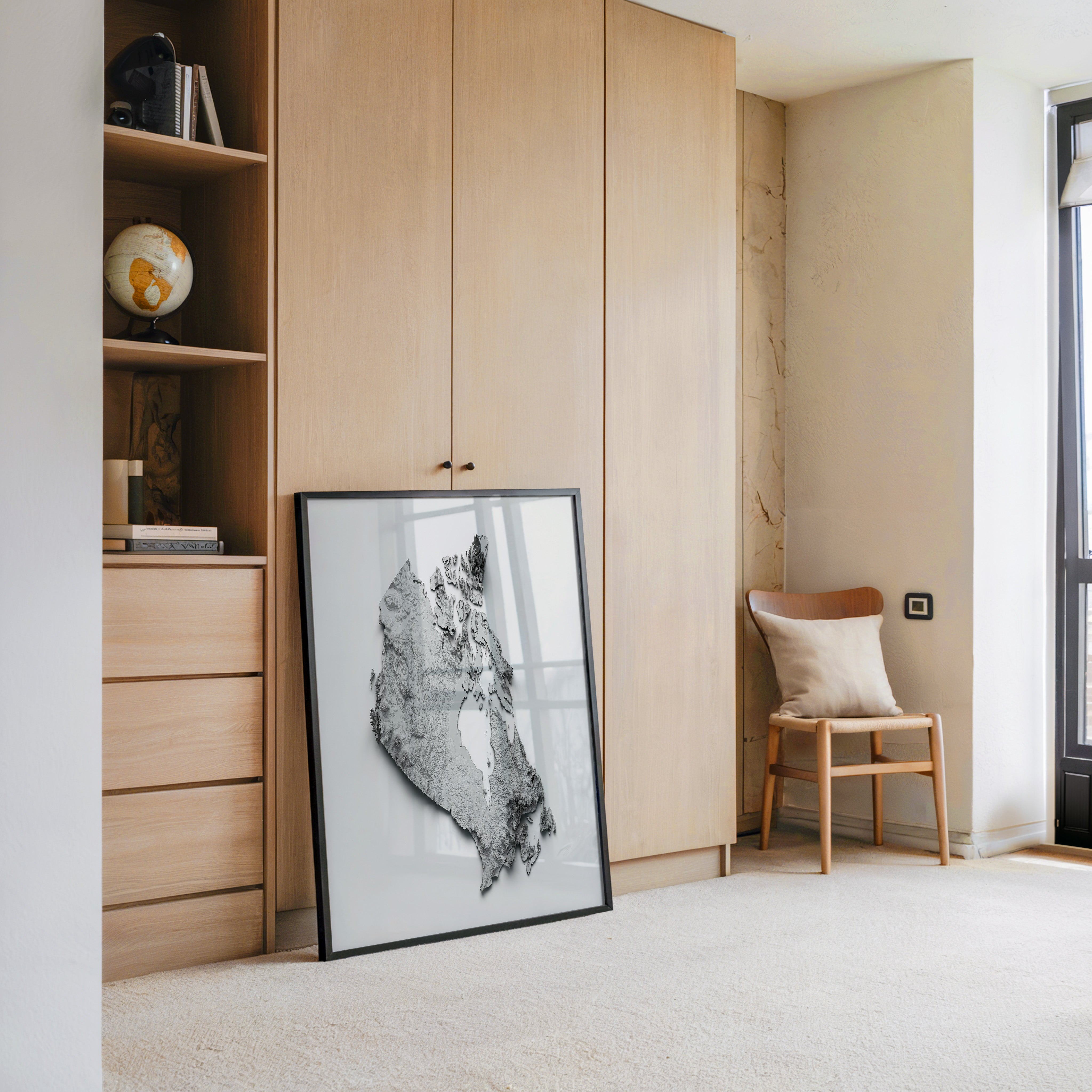 Kanada 3D-Relief Grau