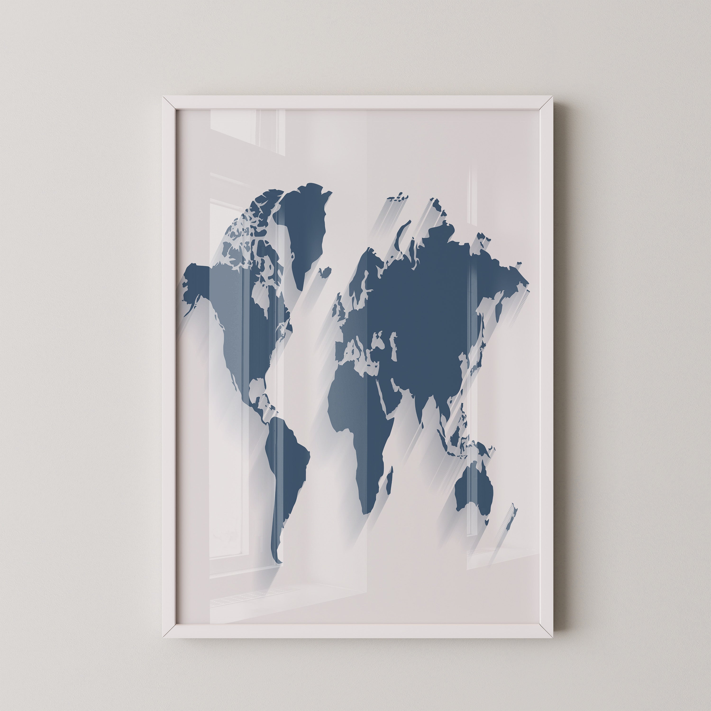 Weltkarte Blau Schattierungen