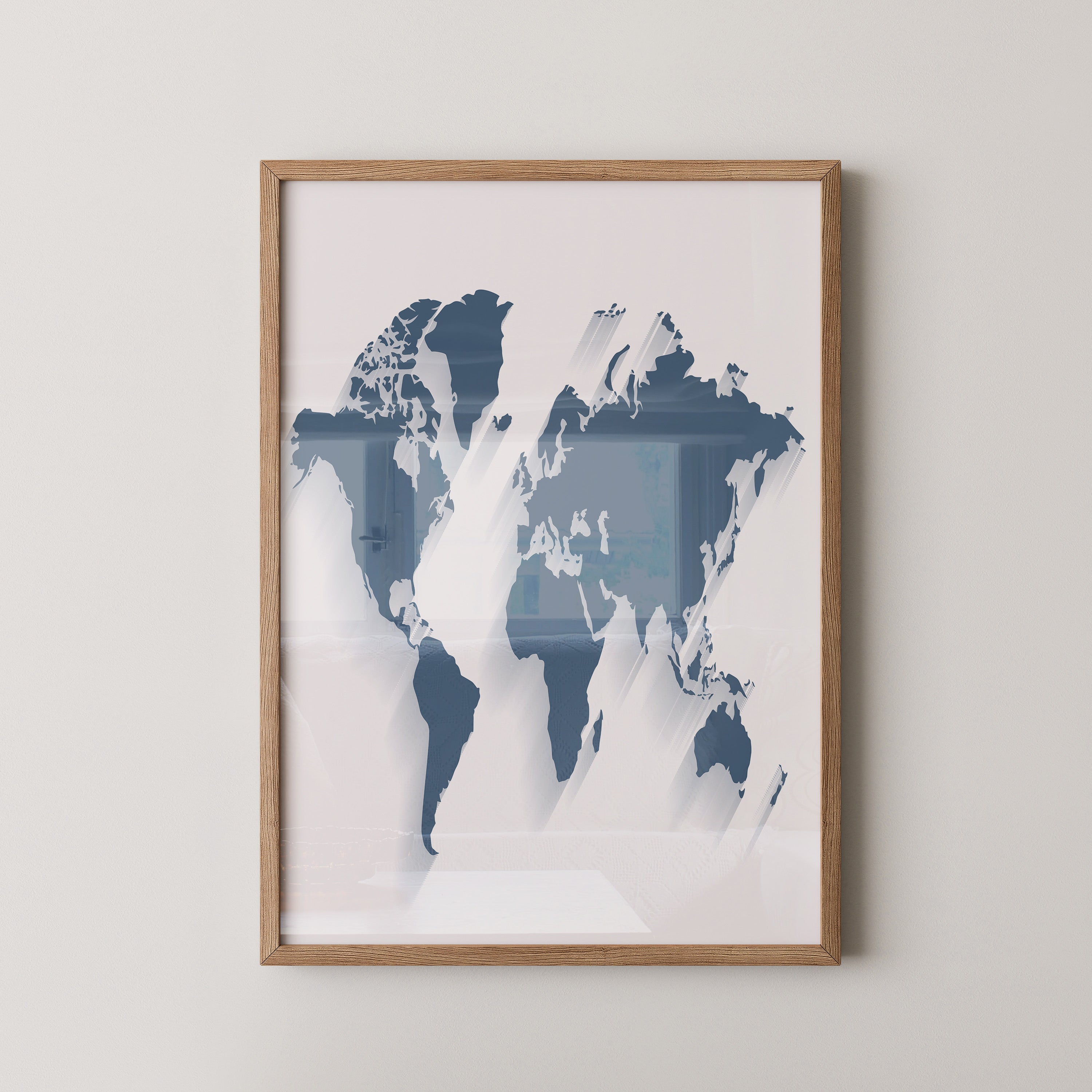 Weltkarte Blau Schattierungen