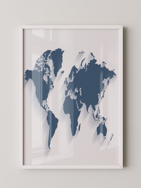 Weltkarte Blau Schattierungen