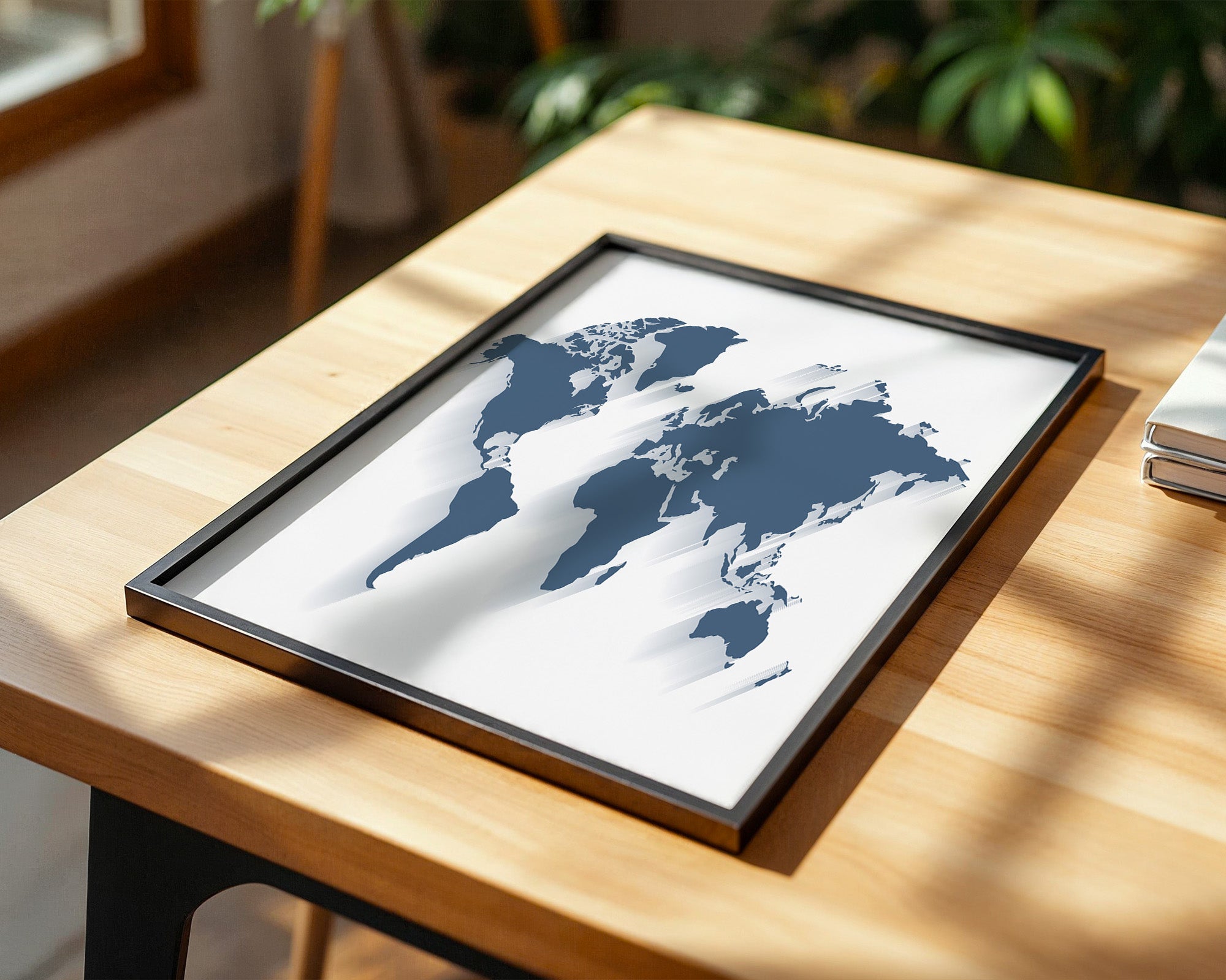 Weltkarte Blau Schattierungen