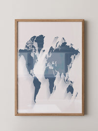 Weltkarte Blau Schattierungen