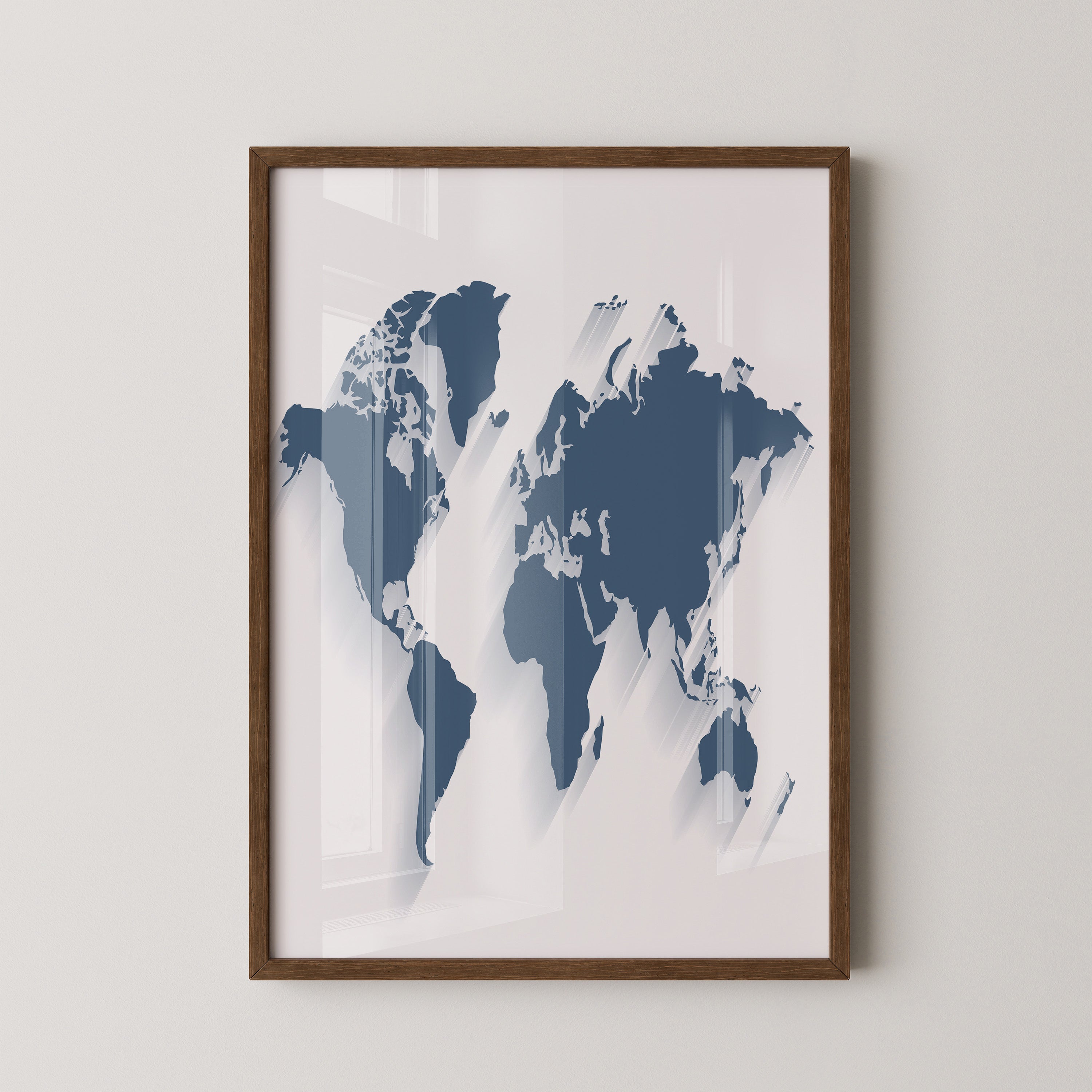 Weltkarte Blau Schattierungen