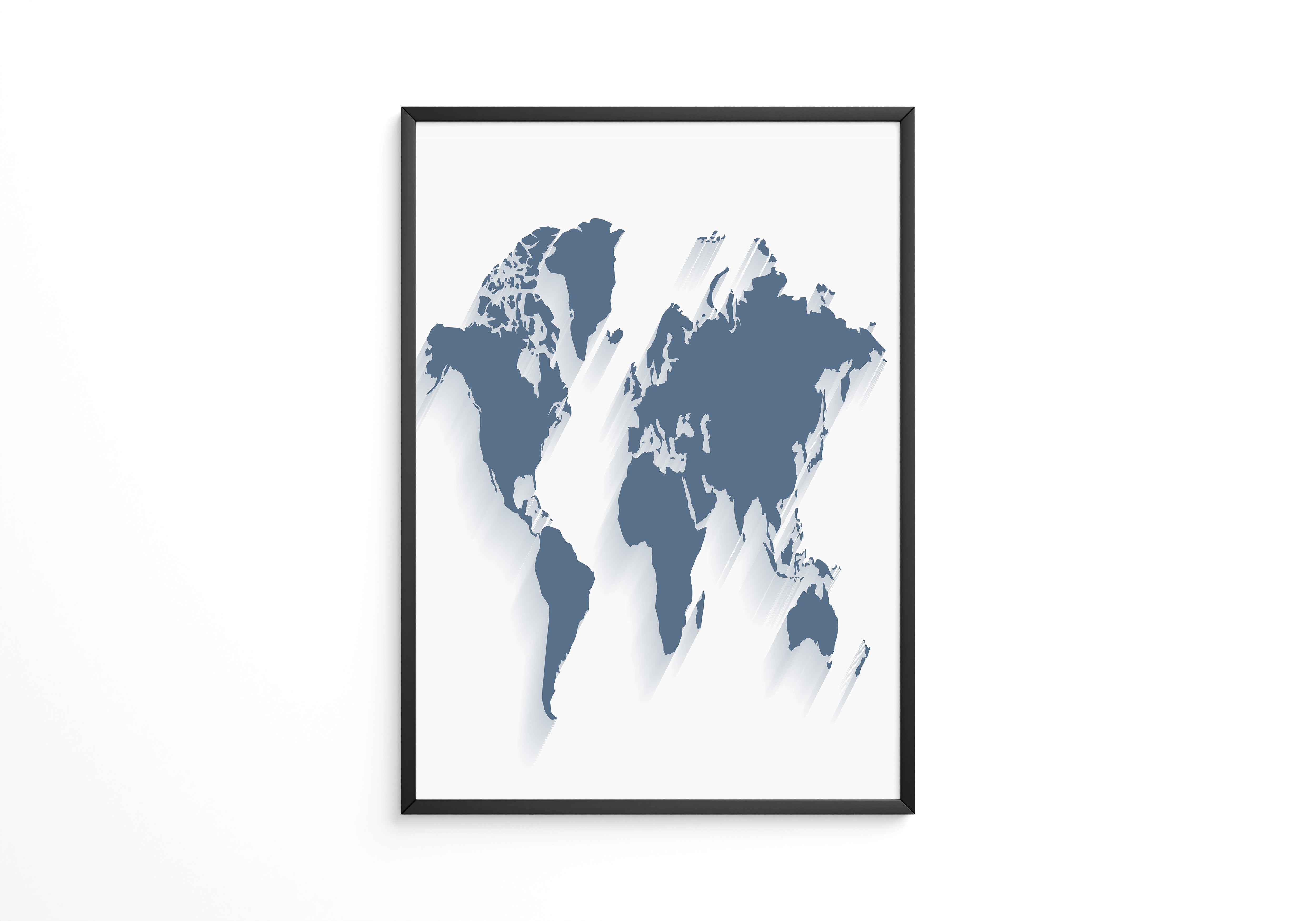 Weltkarte Blau Schattierungen